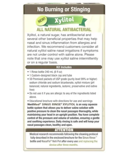 Сольовий розчин для промивання носа NeilMed Sinus Rinse Kit with Xylitol Refill 60 пакетиків Sinus Rinse Kit with Xylitol Refill фото