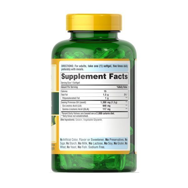 Evening Primrose Oil 1300 mg with GLA - 120 softgels 2023-10-4593 фото
