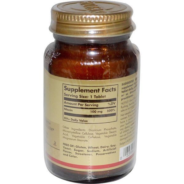 Solgar, Niacin, 100mg, 100 Tablets SOL-01860 фото