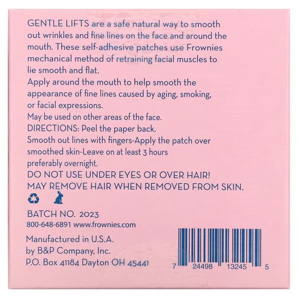 Frownies, Gentle Lifts, Патчи от морщин для линии губ и небольших участков, 60 самоклеящихся пластырей FRW-13245 фото
