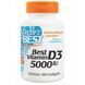 Doctors Best, Лучший витамин D3, 5000 международных единиц, 180 мягких капсул DRB-00218 фото 1
