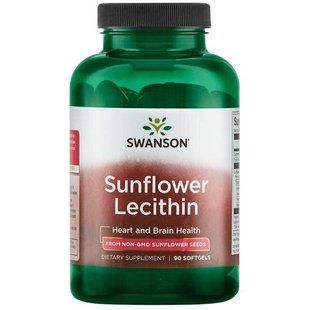Соняшниковий Лецитин, Sunflower Lecithin, Non-GMO, 1, Swanson, 1.200 мг, 90 капсул SW1583 фото