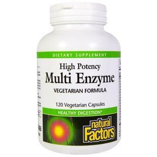 Natural Factors, Мультиферменты, сильное действие, вегетарианская формула, 120 вегетарианских капсул NFS-01746 фото