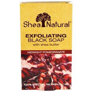 Shea Natural, Отшелушивающее черное мыло с маслом ши, полночный гранат, 5 унций (141 г) SHN-52202 фото