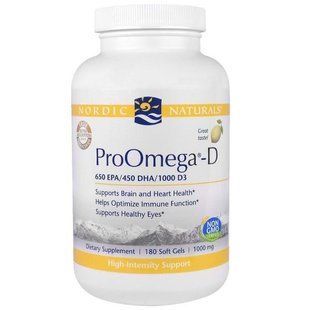 Nordic Naturals, ПроОмега-D, пищевая добавка с омега-3 и витамином D3, с лимонным вкусом, 180 мягких желатиновых капсул с жидкостью NOR-14124 фото