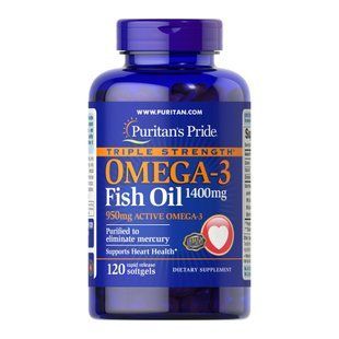 Triple Strength Omega-3 Fish Oil 1400 mg (950 mg Active Omega-3) - 120 softgels 2023-10-4594 фото