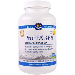 Nordic Naturals Professional, ПроНЖК - 3-6-9, пищевая добавка с НЖК (EFA), с лимонным вкусом, 1000 мг, 180 мягких желатиновых капсул с жидкостью NOR-04091 фото