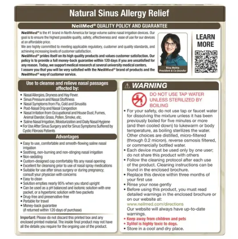 Солевой раствор для промывки носа NeilMed Sinus Rinse Kit with Xylitol 50 пакетиков Kit with Xylitol 50 фото