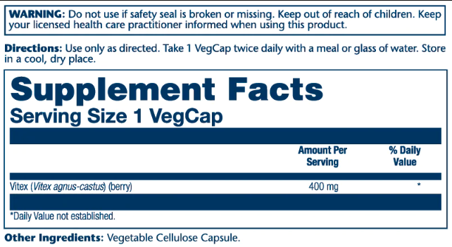 Vitex Berry Extract 400mg - 100 vcaps (Повреждена этикетка) 2024-11-0006 фото