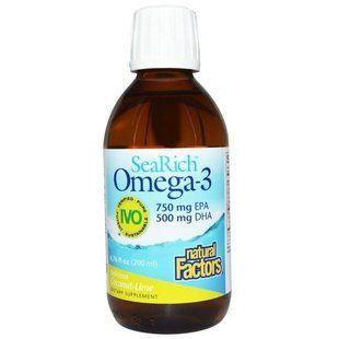 Natural Factors, Omega-3, 750 mg EPA, 500 mg DHA, Coconut Lime, 6.76 fl oz (200 ml) NFS-35741 фото