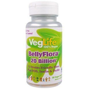 VegLife, BellyFlora, 20 мільярдів корисних бактерій, 50 капсул вегетаріанських VGL-98226 фото