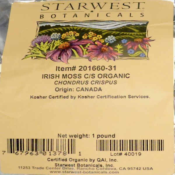 Starwest Botanicals, Органический ирландский мох рубленый и просеянный, 16 унций (1 фунт) STR-01378 фото
