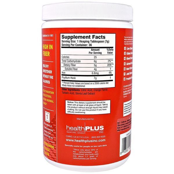 Health Plus Inc., Чистка кишечника с ежедневными волокнами, средство для чистки толстого кишечника с пищевыми волокнами и освежающим апельсиновым HPI-10390 фото