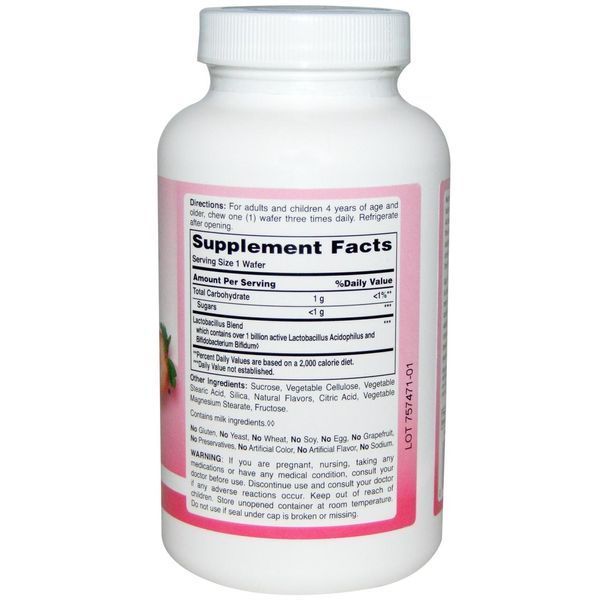American Health, Acidophilus and Bifidum, Chewable, Natural Strawberry Flavor, 100 Wafers AMH-05721 фото