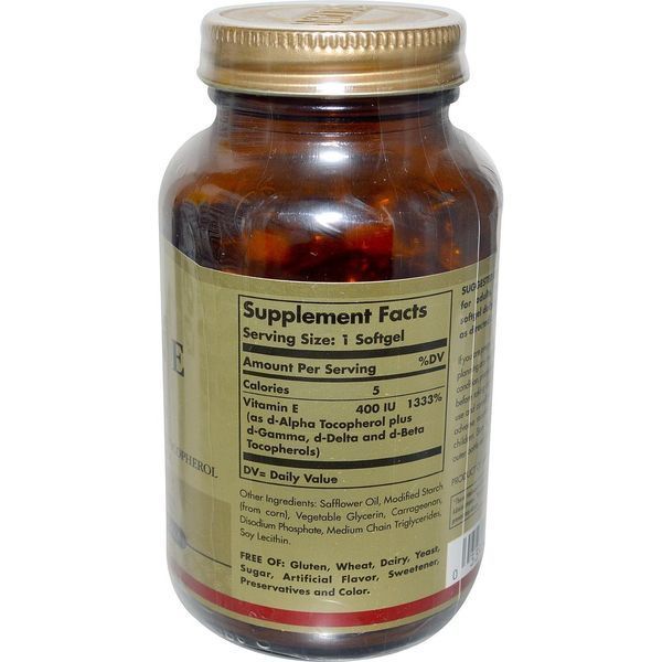 Solgar, Vitamin E, 400 IU, 100 Veg Softgels SOL-03547 фото