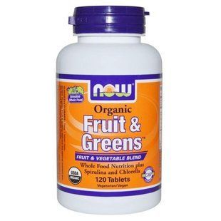 Now Foods, Organic, фрукти та зелень, 120 таблеток NOW-02716 фото