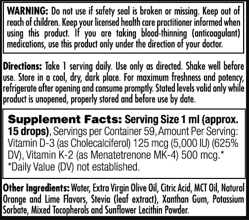 D3 K2 DropIns 125mcg - 2 oz Citrus (Затертая дата) 2023-10-7767 фото