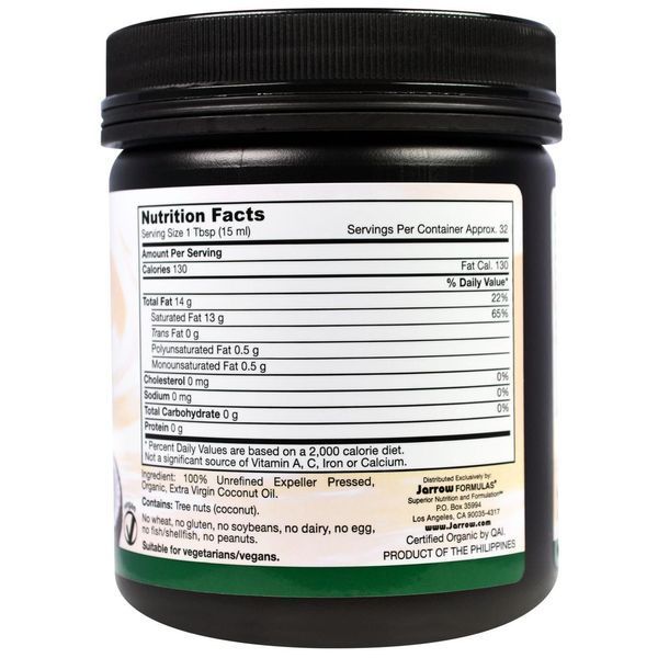 Jarrow Formulas, Органическое кокосовое масло Extra Virgin, 16 унций (473 г) JRW-16033 фото