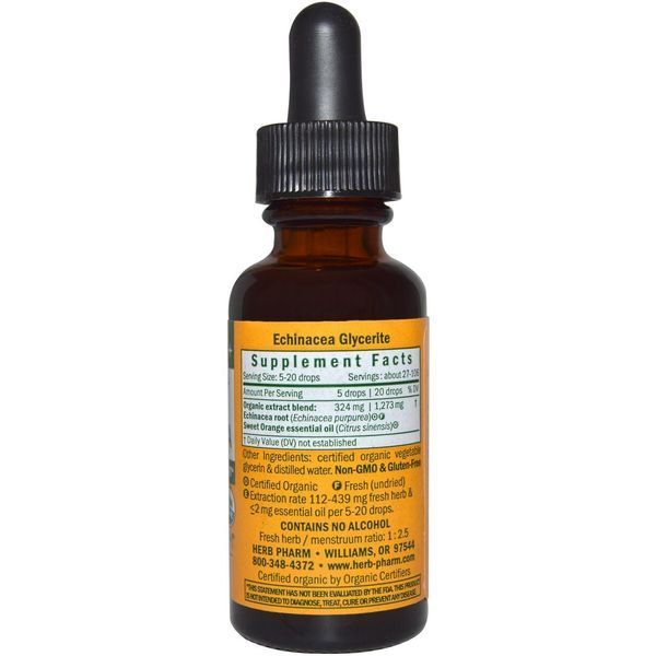 Ехінацея для дітей, без спирту, зі смаком апельсина, Herb Pharm, 30 мл HBP-90070 фото