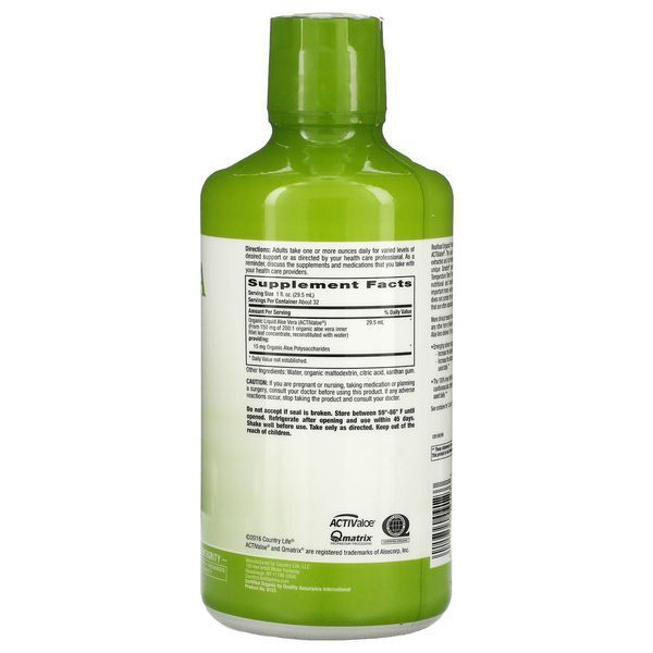 Жидкое алоэ вера Country Life, Realfood Organics 944 мл CLF-09123 фото