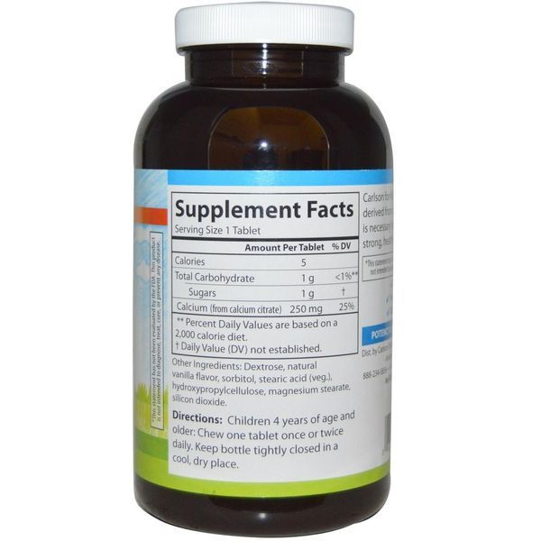 Carlson Labs, Kids Chewable Calcium, Vanilla, 120 Tablets CAR-05084 фото