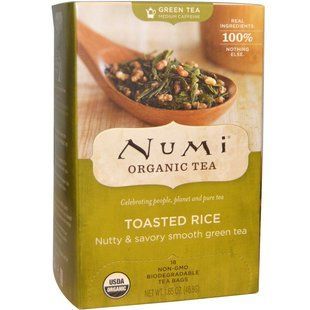 Numi Tea, Органический зеленый чай, поджаренный рис, 18 пакетиков, 1,65 унции (46,8 г) каждая NUM-10300 фото