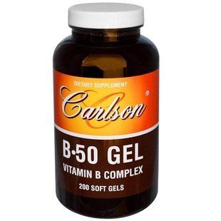 Carlson Labs, B&bull;50 Gel, комплекс витаминов группы B, 200 гелевых капсул CAR-02062 фото