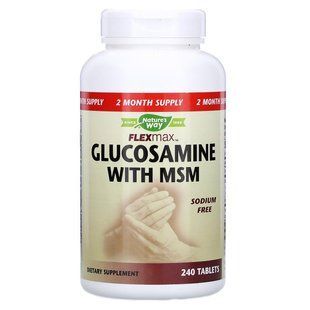 Natures Way, FlexMax для суставов с сульфатом глюкозамина и МСМ без натрия, 240 таблеток NWY-14561 фото