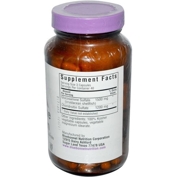 Bluebonnet Nutrition, Глюкозамин и хондроитин, 120 капсул на растительной основе BLB-01110 фото