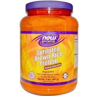 Now Foods, Sports, Протеиновый коктейль из проросшего коричневого риса, натуральный шоколад, 2 фунта (907 г) NOW-02207 фото