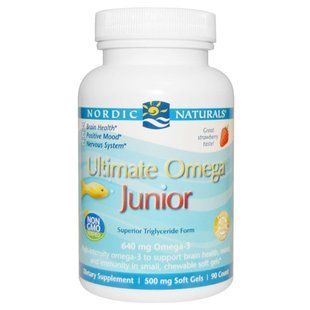 Nordic Naturals, Ultimate Omega, Junior, 500 мг, 90 жеательных таблеток у м'якій оболонці NOR-01798 фото