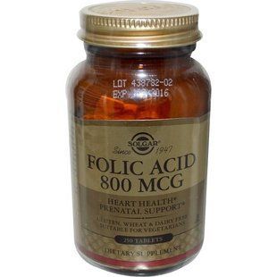 Bитамин Б9 - Фолиевая кислота (Vitamin B9 - Folate)Solgar 800 мкг, 250 таблеток SOL-01101 фото