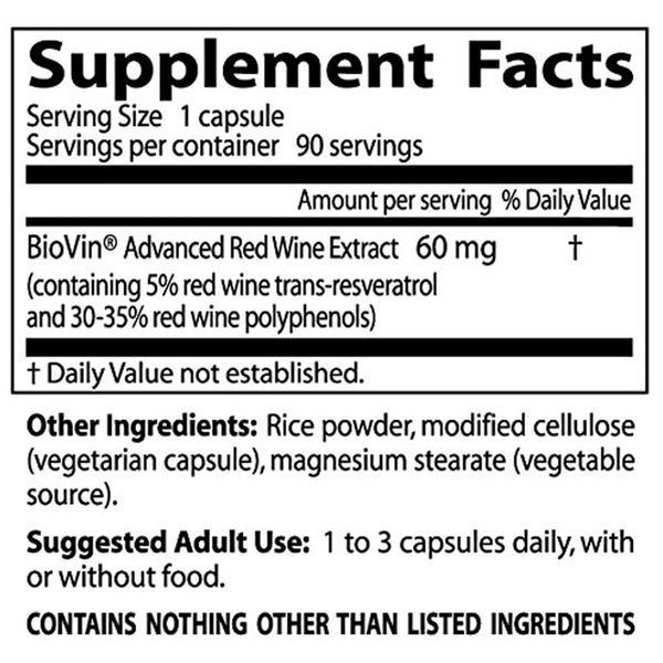 Doctors Best, Экстракт французского красного вина (Best French Red Wine Extract), 60 мг, 90 растительных капсул DRB-00058 фото