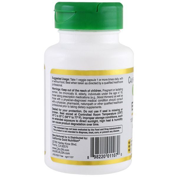 California Gold Nutrition, EuroHerbs, Echinacea XT, 125 mg, 60 Veggie Caps CGN-01107 фото