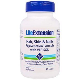 Life Extension, Волосся, шкіра і нігті, омолоджуюча формула з верисолом, 90 таблеток LEX-20029 фото