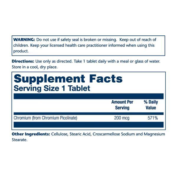 Chromium Picolinate 200mcg - 50 tabs 2022-10-1789 фото