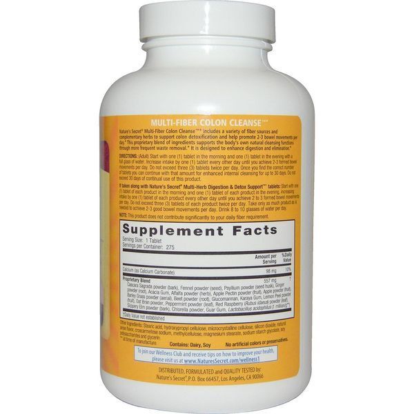 Natures Secret, Multi-Fiber Colon Cleanse (Многоволоконный препарат для очищения толстой кишки), 275 таблеток NTS-50085 фото