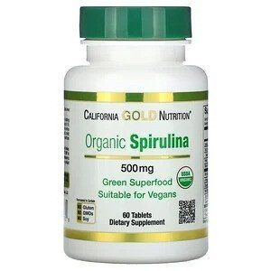 Спіруліна органічна, сертифікат USDA Organic, 500 мг, 60 таблеток California Gol CGN-01175 фото