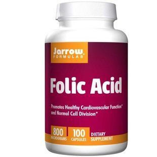 Bитамин Б9 - Фолиевая кислота (Vitamin B9 - Folate)Jarrow Formulas 800мкг, 100капсул JRW-12019 фото