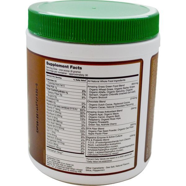 Amazing Grass, Green Superfood, шоколадный сухой напиток, 8,5 унции (240 г) AMG-93300 фото