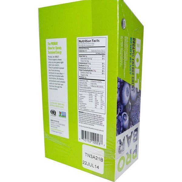 ProBar, Bolt Organic Energy Chews, Berry Blast with Caffeine, 12 Pouches, 10 Chews (2.1 oz each) PRB-10053 фото