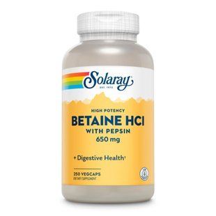High Potency Betaine HCl with Pepsin 650mg - 250 veg caps 2023-10-3580 фото