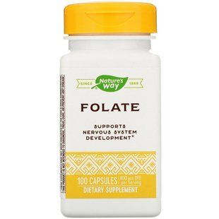Bитамин Б9 - Фолиевая кислота (Vitamin B9 - Folate) Natures Way 800 мкг, 100 капсул NWY-40451 фото