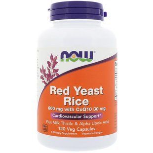 Now Foods, Червоний дріжджовий рис, 600 мг з CoQ10, 30 мг, 120 рослинних капсул NOW-03334 фото