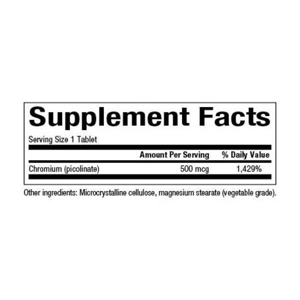 Chromium Picolinate 500mcg - 90 tabs 2023-10-3819 фото