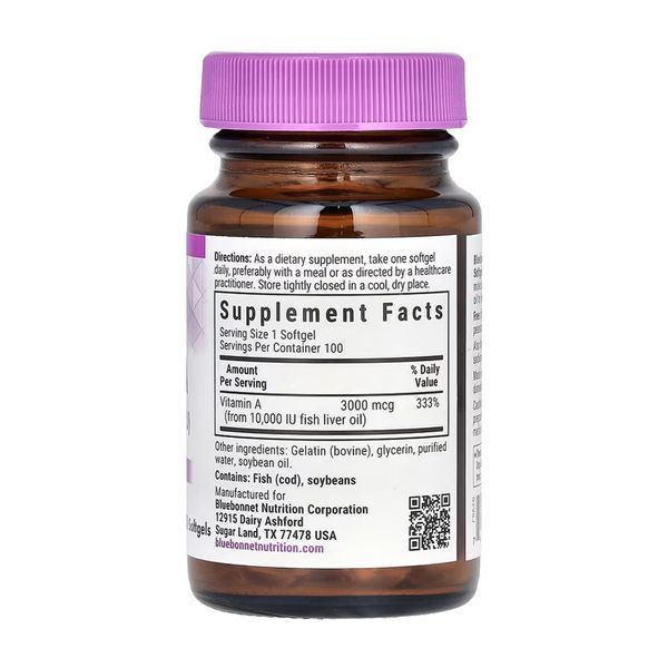 Vitamin A 3000 mcg (10,000 IU) - 100 Softgels 2023-10-5584 фото