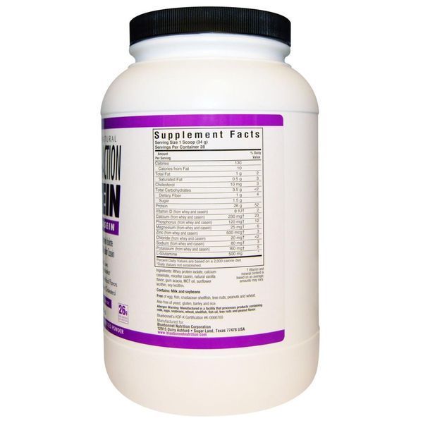 Bluebonnet Nutrition, На 100% натуральная белковая полочная сыворотка двойного действия + казеин, натуральный оригинальный вкус, 2,1 фунта (952 г) BLB-01601 фото