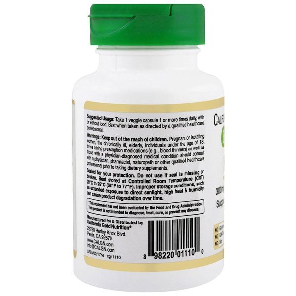 California Gold Nutrition, EuroHerbs, Hawthorn XT, 300 mg, 60 Veggie Caps CGN-01110 фото