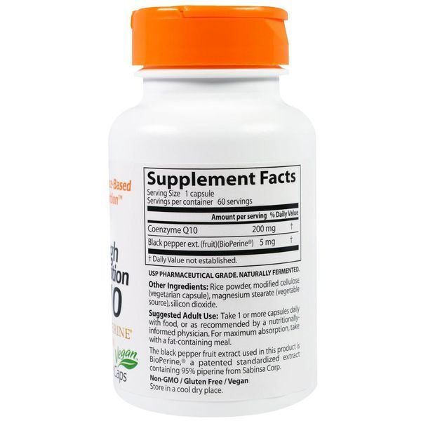 Doctors Best, Ко-ензим High Absorption CoQ10 високою абсорбції з биоперином, 200 мг, 60 капсул вегетаріанських DRB-00111 фото