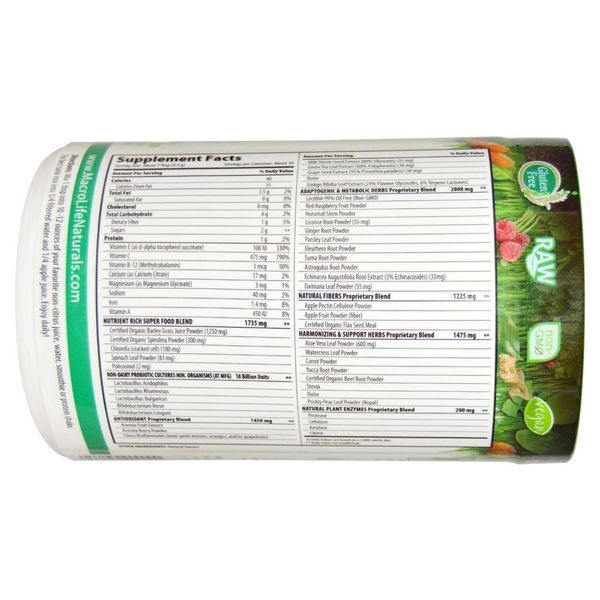 Macrolife Naturals, Macro Greens, суперпродукт, богатый питательными веществами, 10 унций (283,5 г) MGI-90900 фото